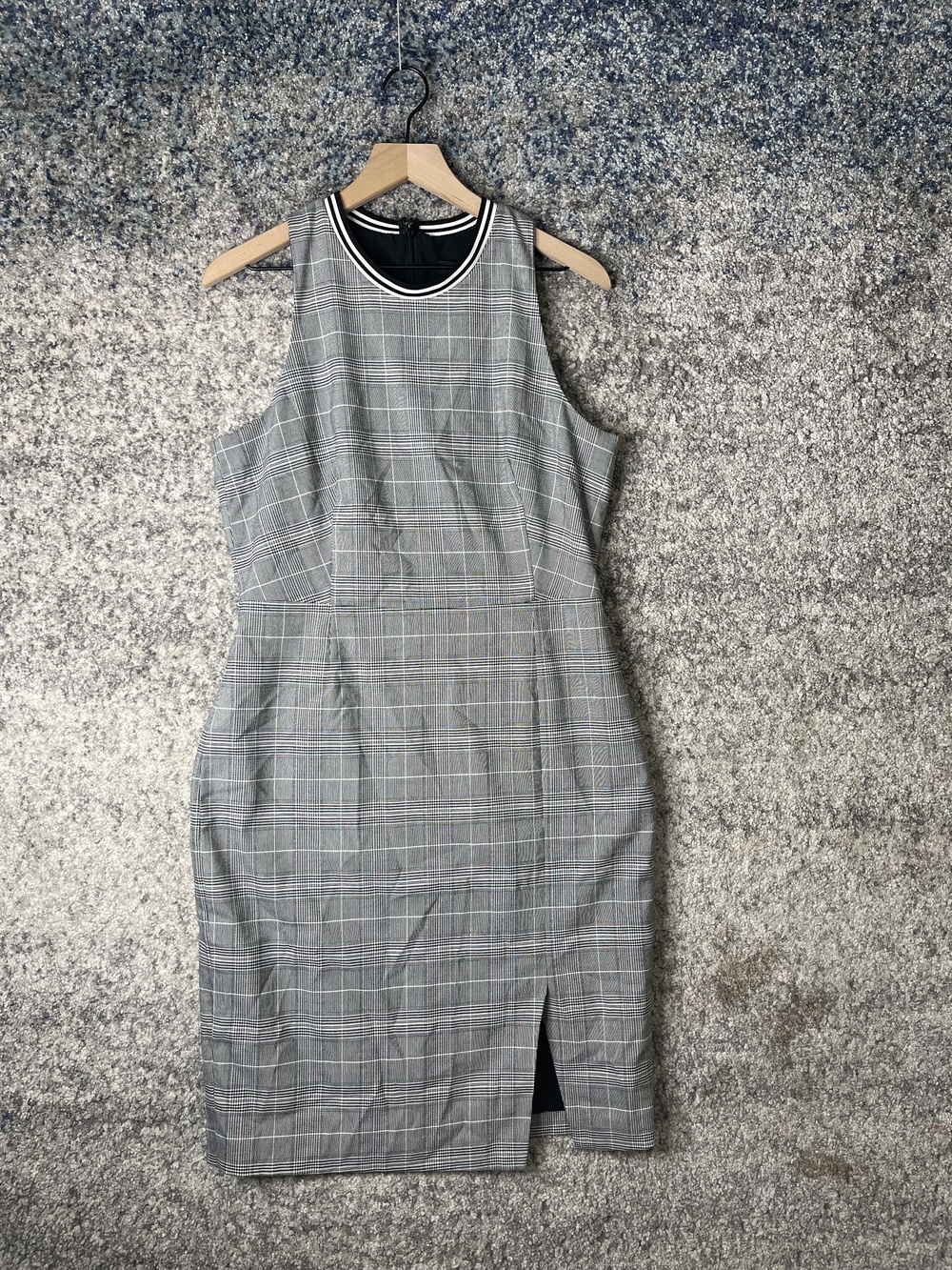 Banana Republic Dress Womens 12 Plaid Sleeveless Sheath Ponte Office Work New